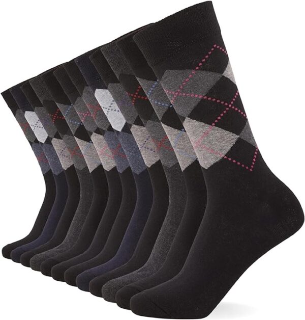 (12-Pack) Smart Mens Socks - Breathable Plain, Patterned